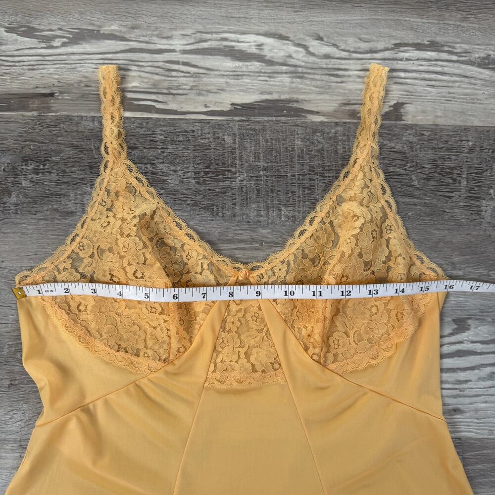 IMEC Vintage Italy Yellow Lace Slip Nightgown Chemise Lingerie Small 70s - Picture 6 of 7